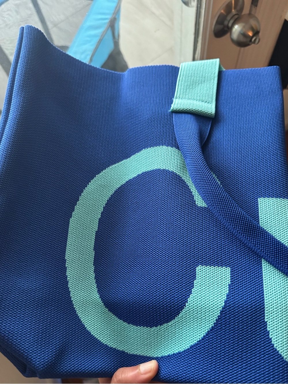 CURVES by Sean Brown Azure Blue & Teal Canvas Tote Bag- Sold out everywhere - Picture 4 of 4